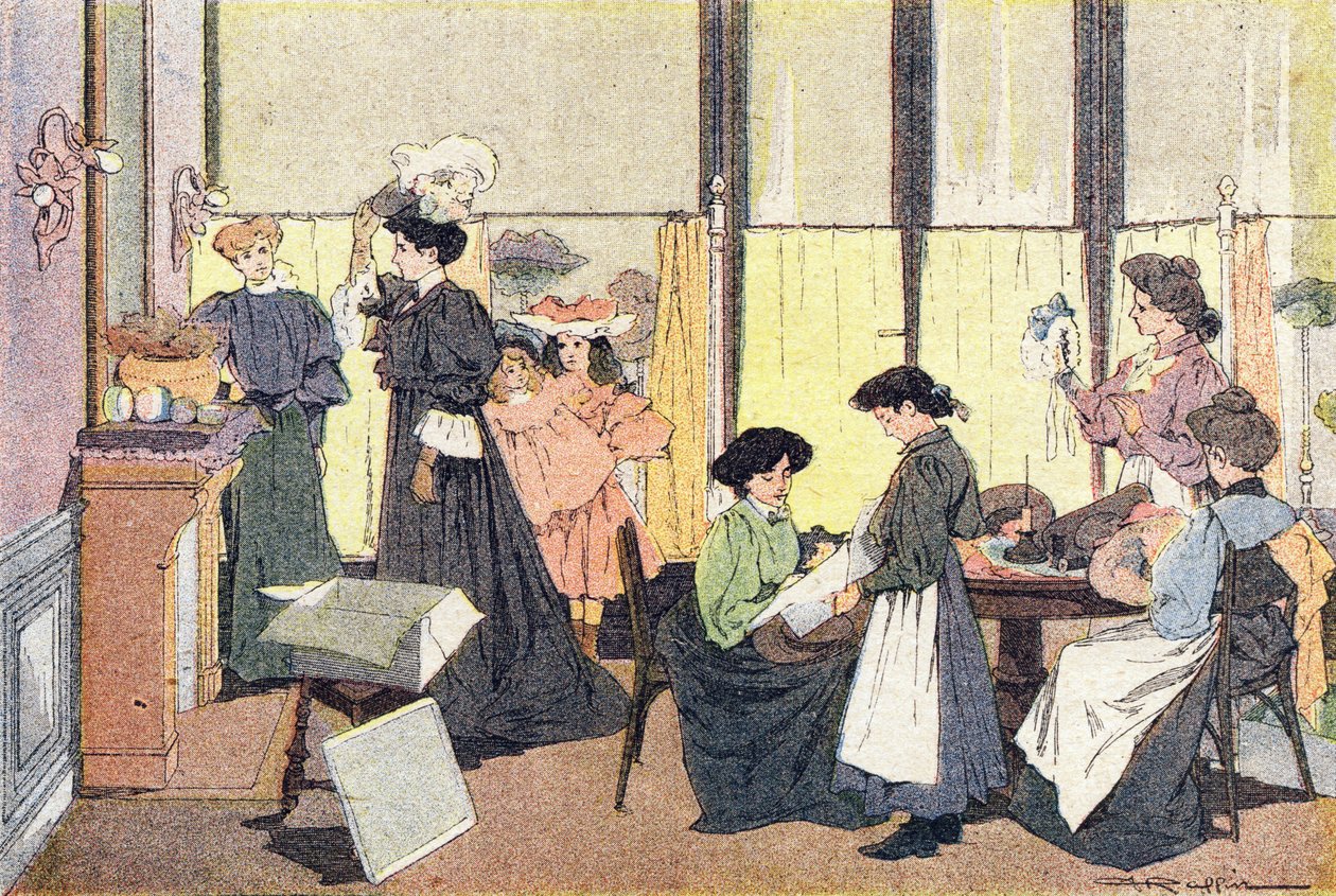 Modist, v Obrázkové knize dětství, kolem roku 1900 (rytina) od Ferdinand Raffin