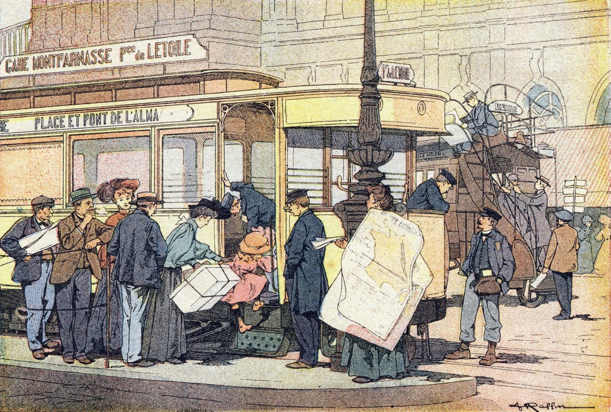 Tramvaj, v Obrázkové knize dětství, kolem roku 1900 (rytina) od Ferdinand Raffin