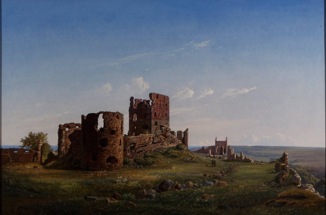 Pohled na zříceninu hradu Hammershus od Ferdinand Richardt