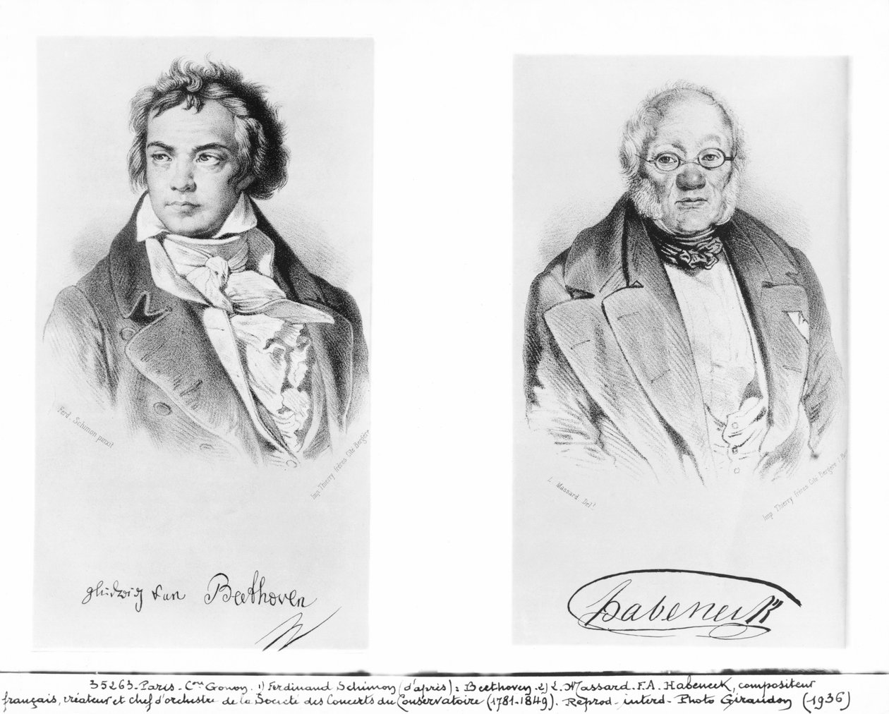 Ludwig van Beethoven (1770-1827) a Francois-Antoine Habeneck (1781-1849) od Ferdinand Schimon