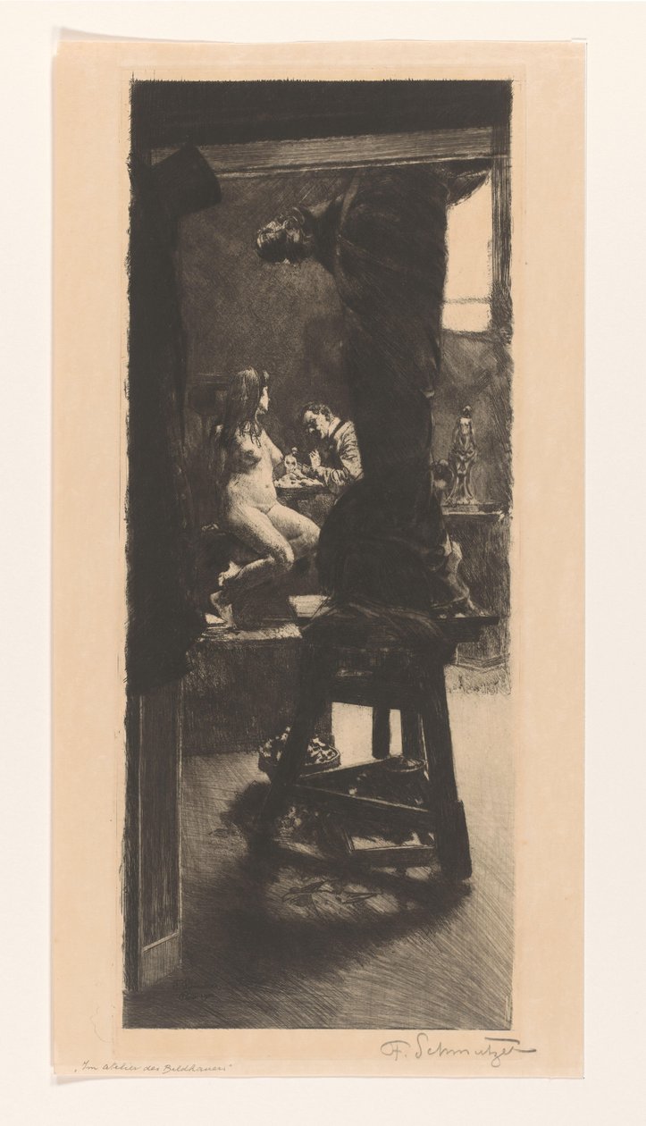 V sochařově ateliéru (původní název na objektu) od Ferdinand Schmutzer (signed by artist)