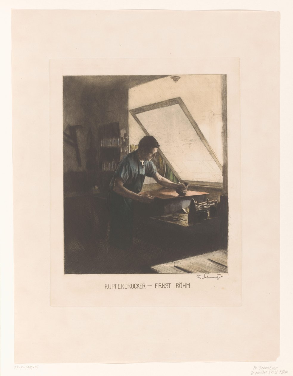 Portrét tiskaře Ernsta Röhma Měditiskař - Ernst Röhm (název na objektu) od Ferdinand Schmutzer (signed by artist)