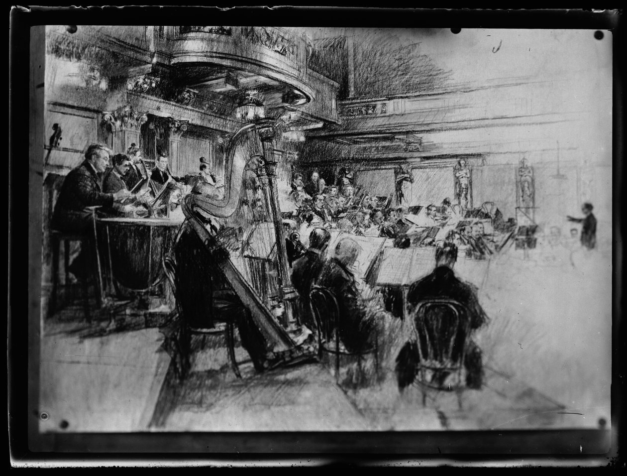 Orchestrální zkouška vídeňského člena filharmonického orchestru od Ferdinand Schmutzer