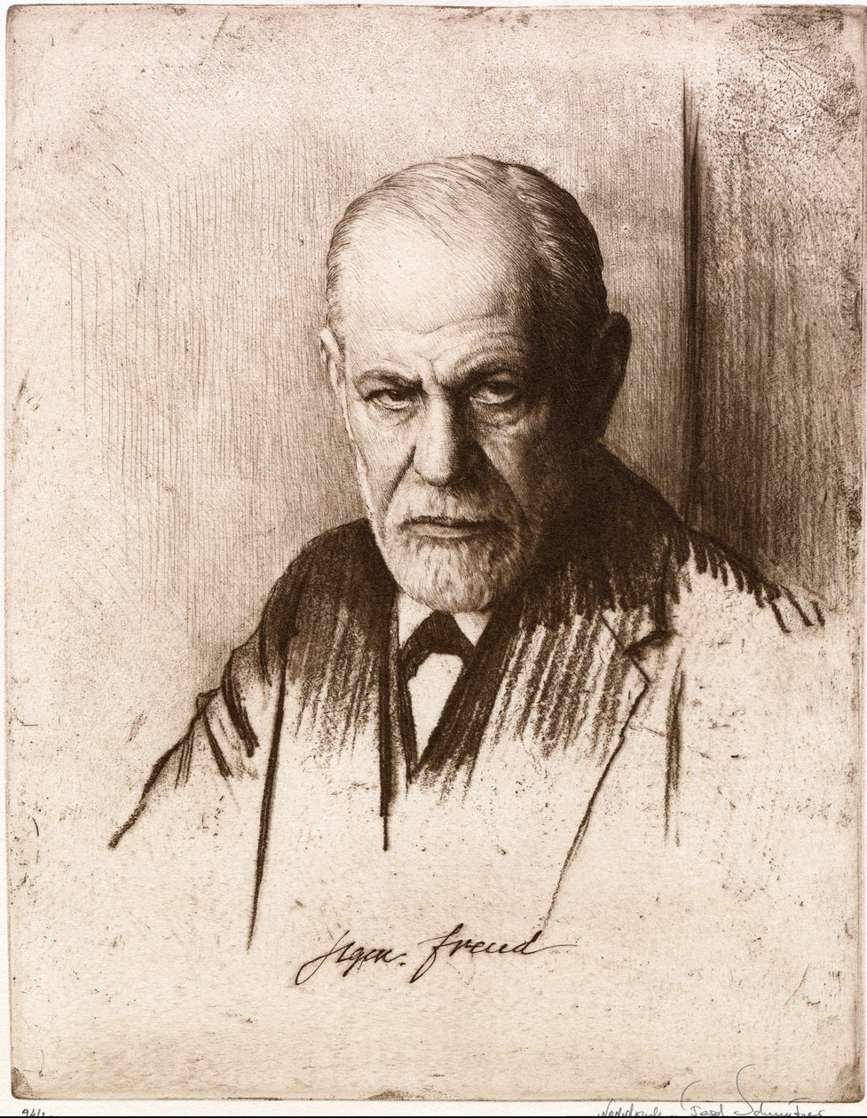 Portrét Sigmunda Freuda (1856-1939). Dílo Ferdinanda Schmutzera (1870-1928), rytina od Ferdinand Schmutzer