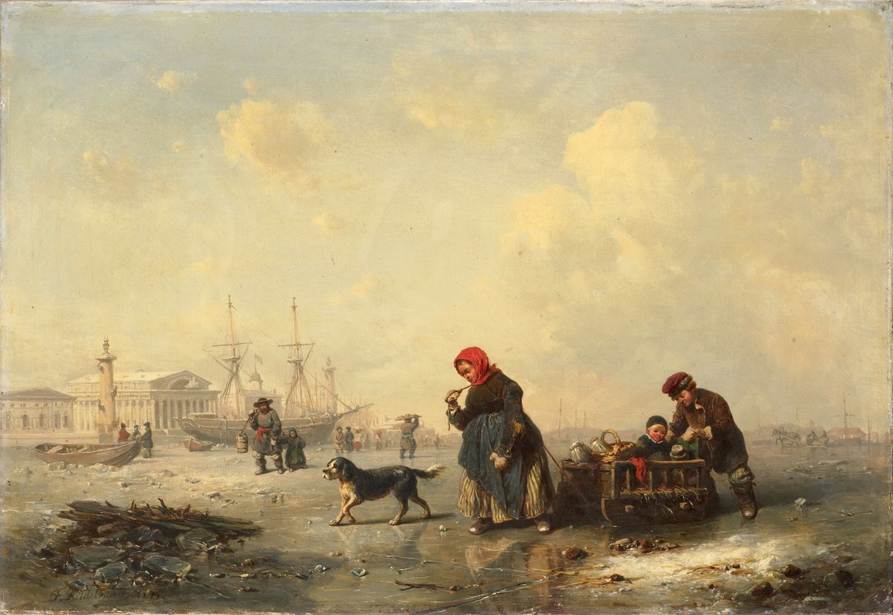 Neva v Petrohradu v zimě, 1844 od Ferdinand Theodor Hildebrandt