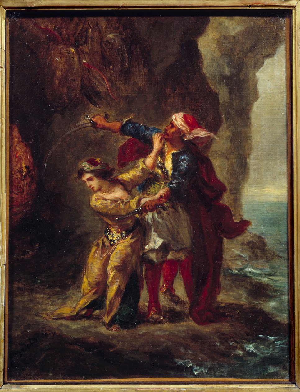 Abydoská snoubenka. (Nevěsta z Abydu) Ilustrace knihy George Gordona Byrona známé jako Lord Byron (1788-1824) „Nevěsta z Abydu“, píseň II Strophe XXIII. Obraz Eugene Delacroix (1798-1863) od Ferdinand Victor Eugene Delacroix