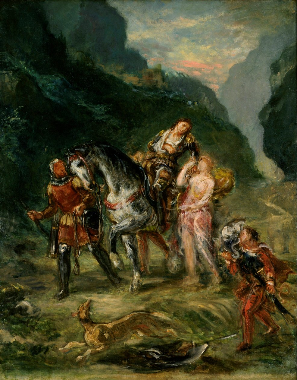 Angelika a zraněný Medoro, asi 1860 (olej na plátně) od Ferdinand Victor Eugene Delacroix