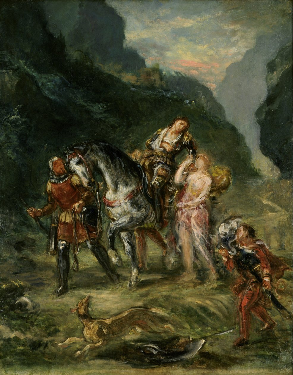 Angelica a zraněný Medoro, cca 1860 od Ferdinand Victor Eugene Delacroix