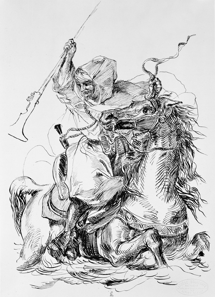 Arabský jezdec od Ferdinand Victor Eugene Delacroix