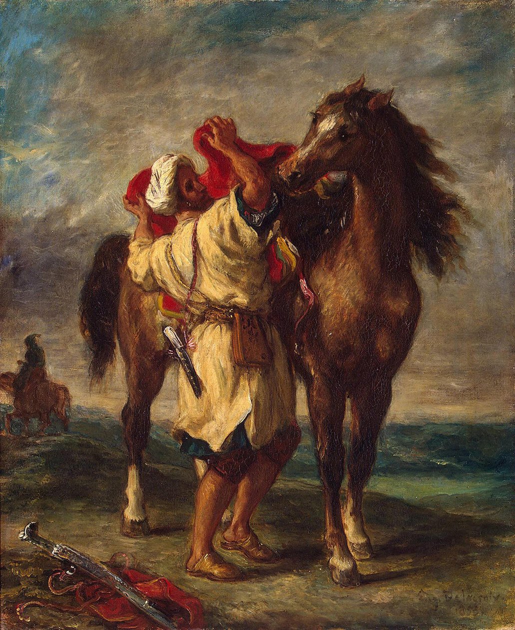 Arab osedlal svého koně od Ferdinand Victor Eugene Delacroix