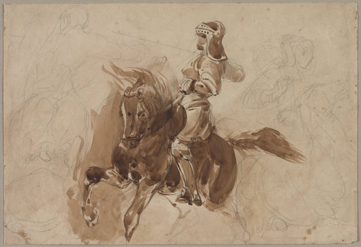 Obrněná postava na koni recto, c. 1828. od Ferdinand Victor Eugene Delacroix