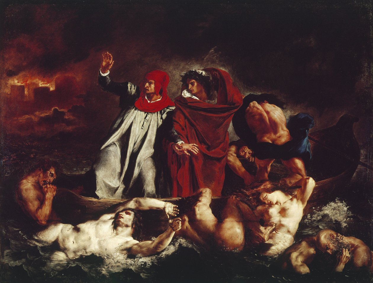 Danteho člun, z Divina Commedia od Dante Alighieriho (olej na plátně od Ferdinand Victor Eugene Delacroix