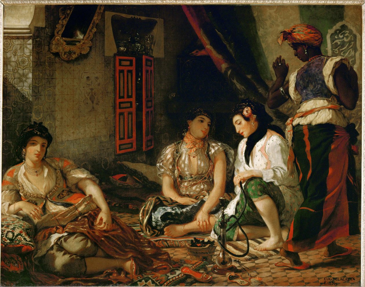 Alžírské ženy ve svém bytě - ... od Ferdinand Victor Eugene Delacroix