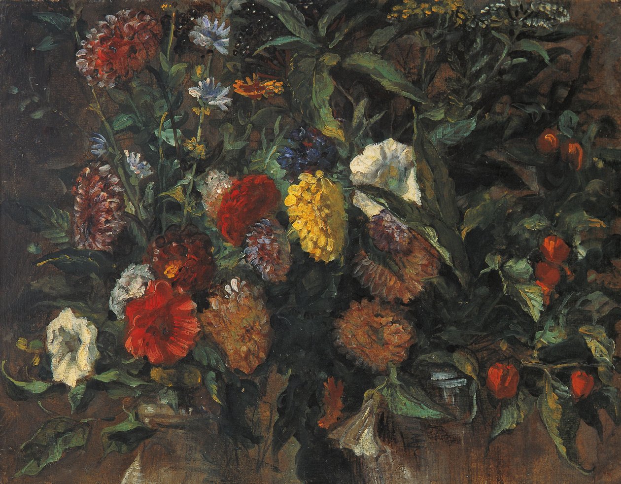 Květinové zátiší, asi 1848 (olej na kartonu) od Ferdinand Victor Eugene Delacroix