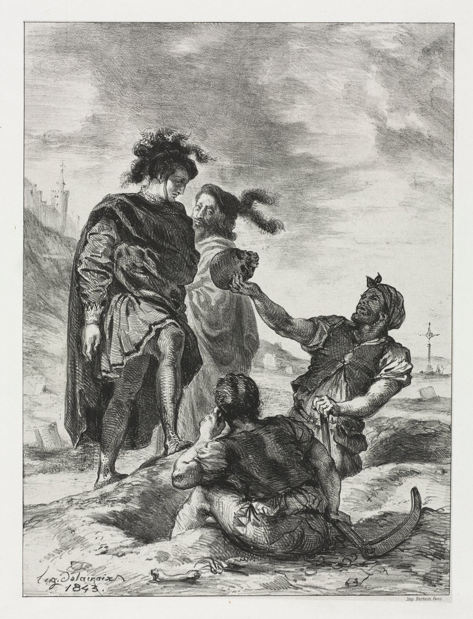 Hamlet: Hamlet a Horatio s kopači hrobů, 1843. od Ferdinand Victor Eugene Delacroix