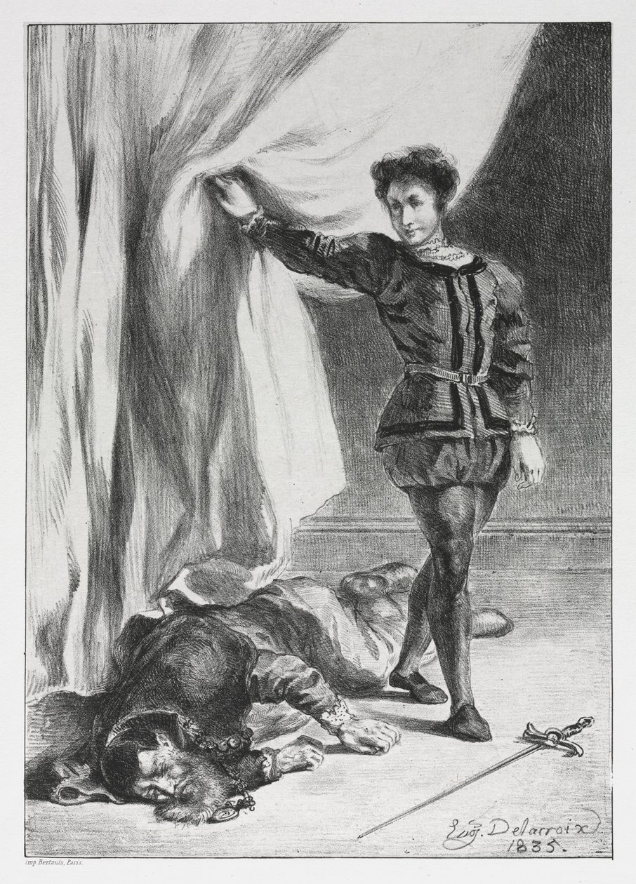 Hamlet: Hamlet a mrtvola Polonia, 1835. od Ferdinand Victor Eugene Delacroix