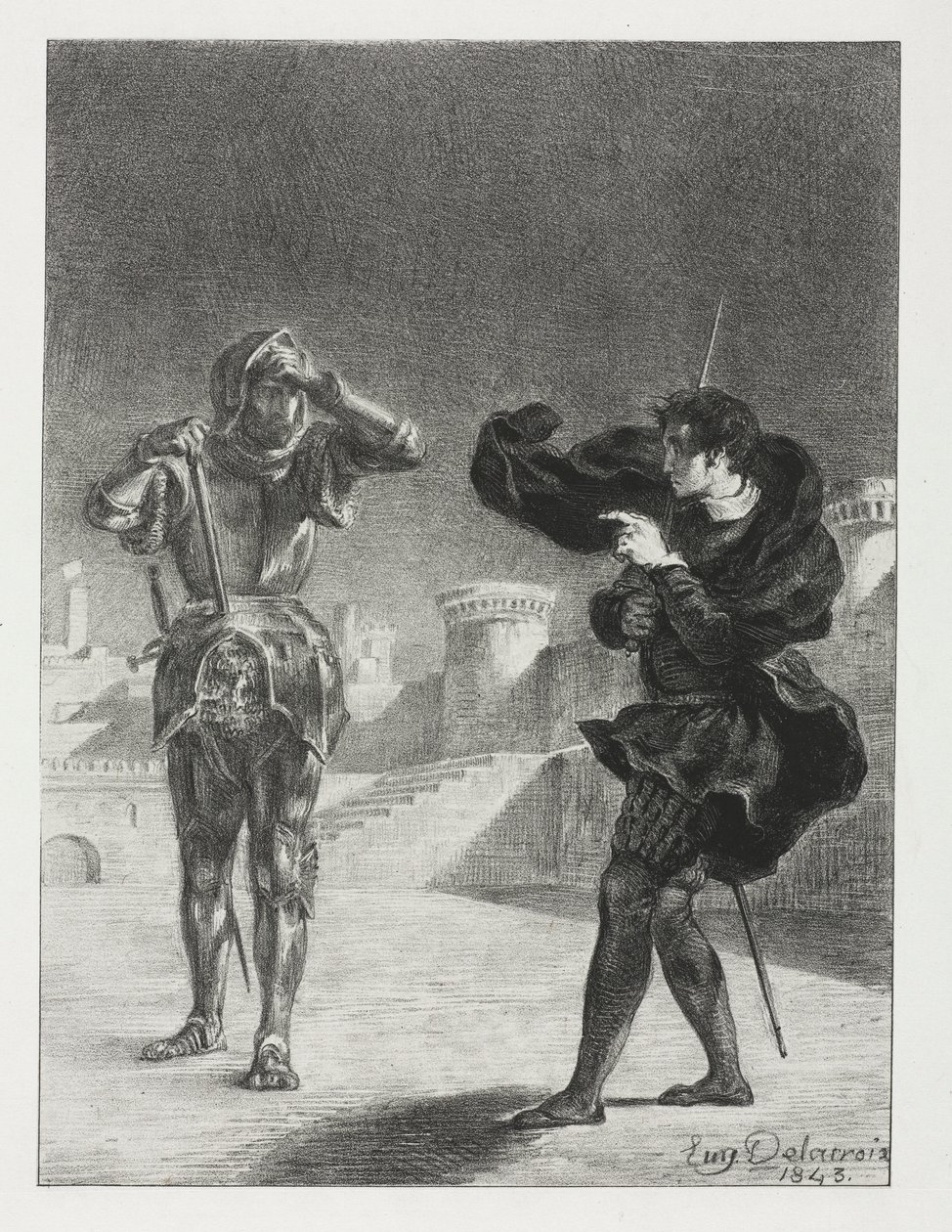 Hamlet: Fantom na terase, 1843. od Ferdinand Victor Eugene Delacroix