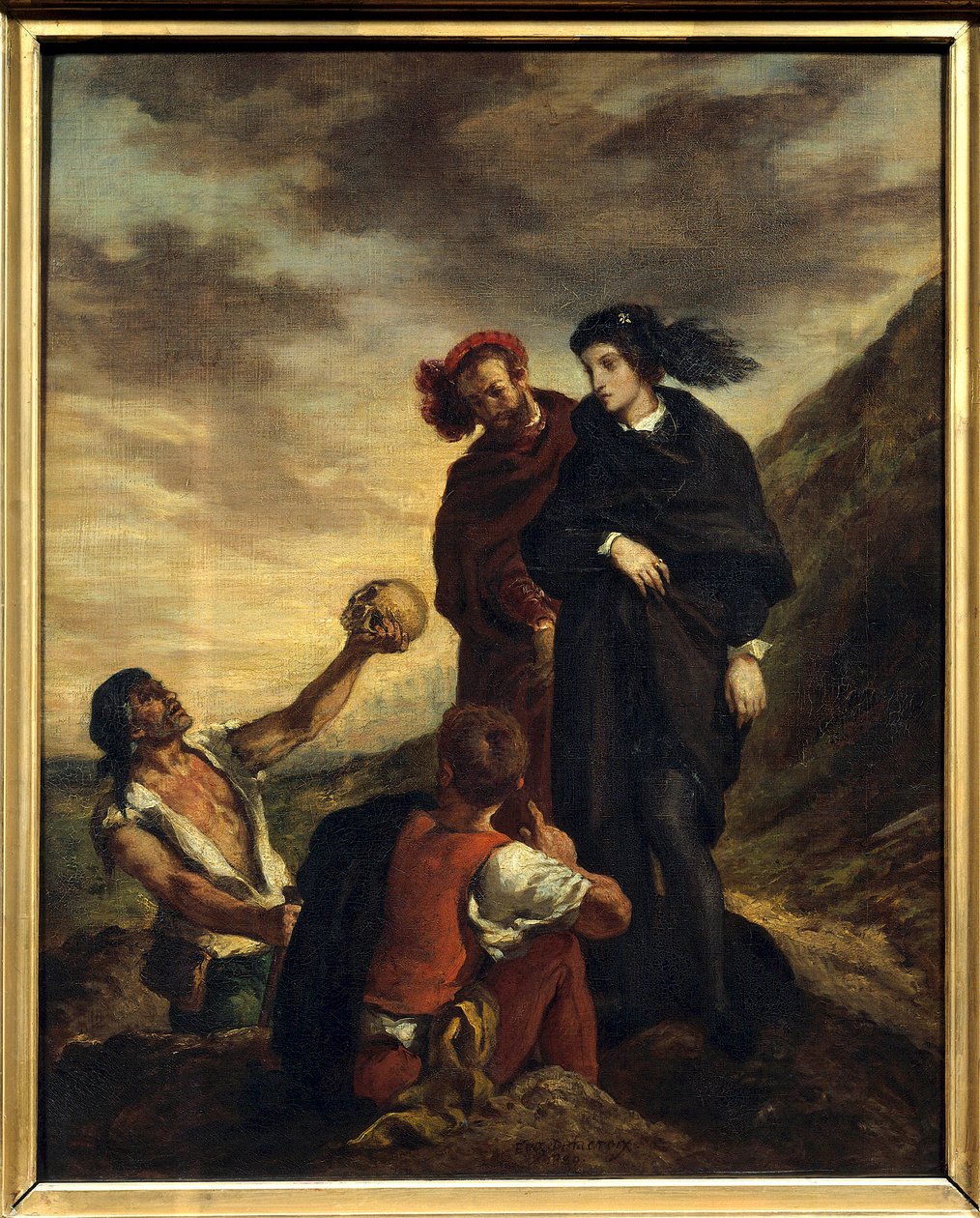 Hamlet a Horatio na hřbitově Ilustrace k V. dějství díla Williama Shakespeara „Hamlet“ (1564-1616). Obraz (Vanite) Eugena Delacroixe (1798-1863) 1839 Rozm. 0,81 x 0,65 m Paříž. muzeum Louvre od Ferdinand Victor Eugene Delacroix