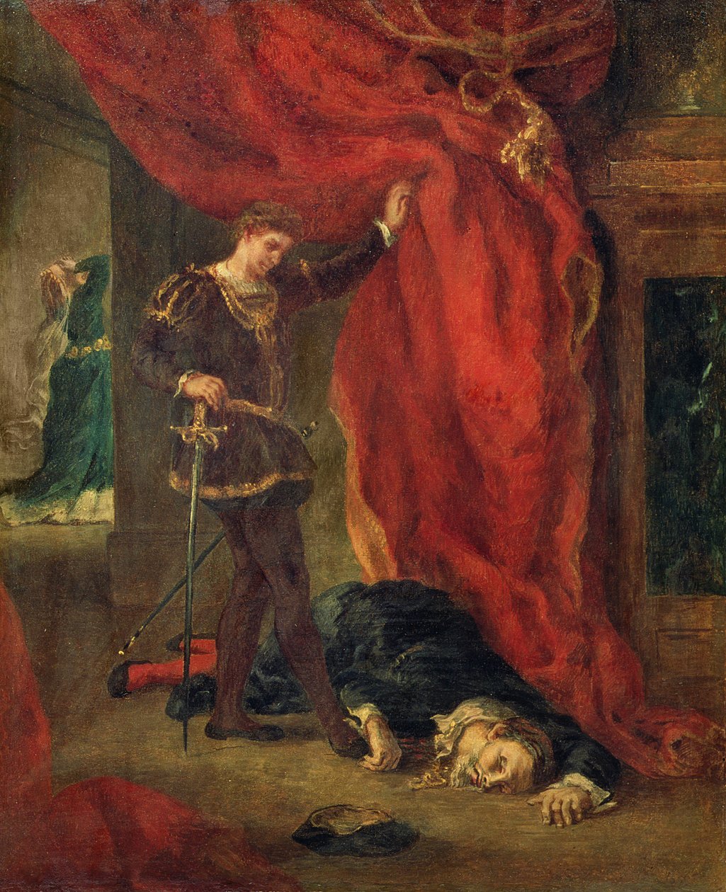 Hamlet před tělem Polonia od Ferdinand Victor Eugene Delacroix
