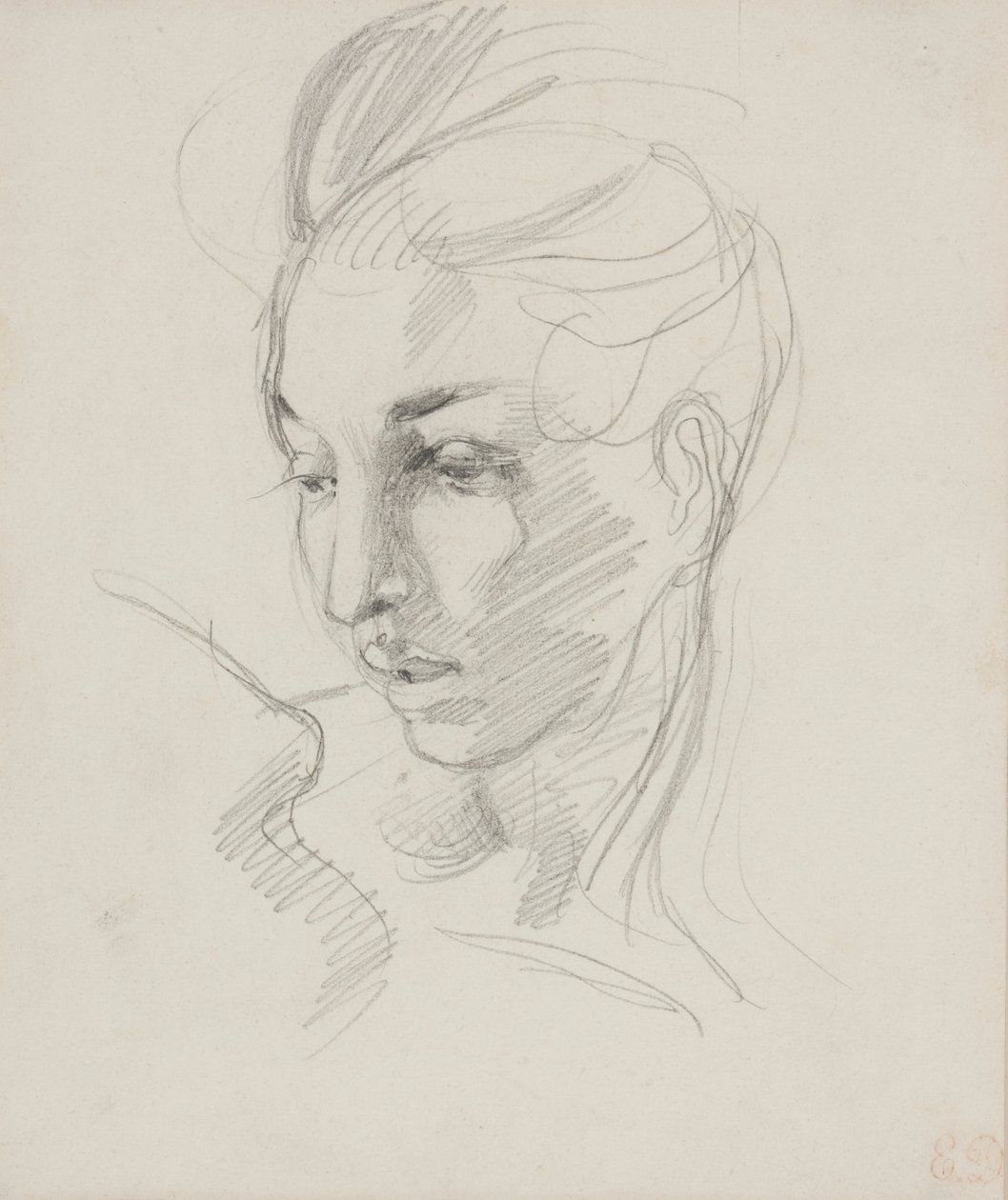 Head of Liberty (grafitová tužka na papíře) od Ferdinand Victor Eugene Delacroix