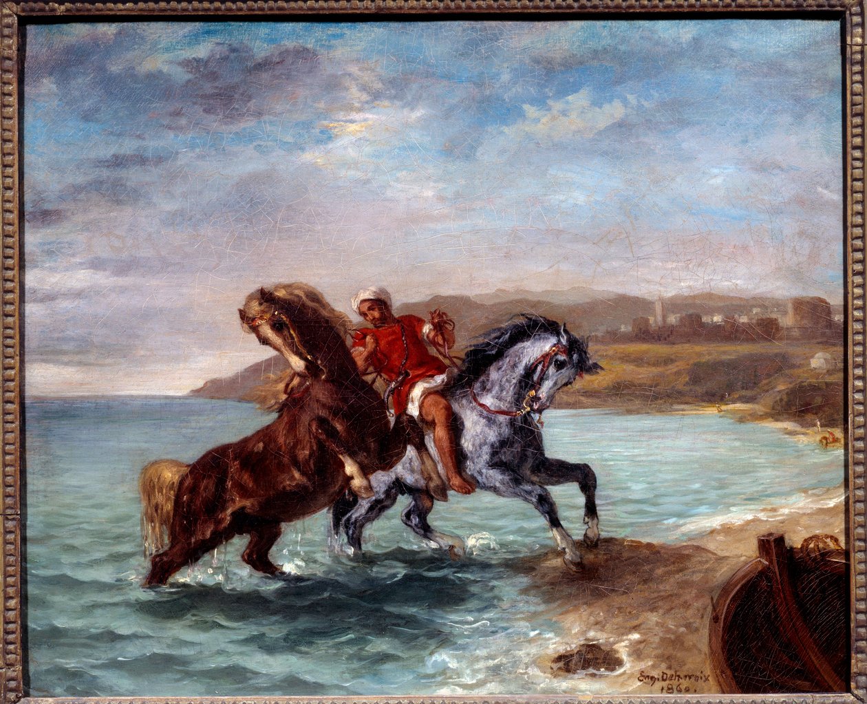 Koně vycházející z moře. Obraz Eugene Delacroix (1798-1863) od Ferdinand Victor Eugene Delacroix