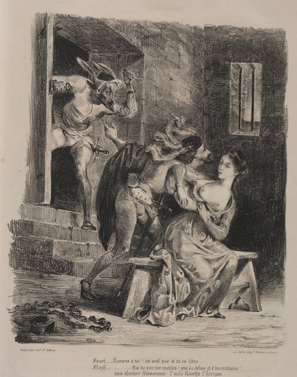 Ilustrace pro Faust: Faust ve vězení Marguerite, 1828. od Ferdinand Victor Eugene Delacroix