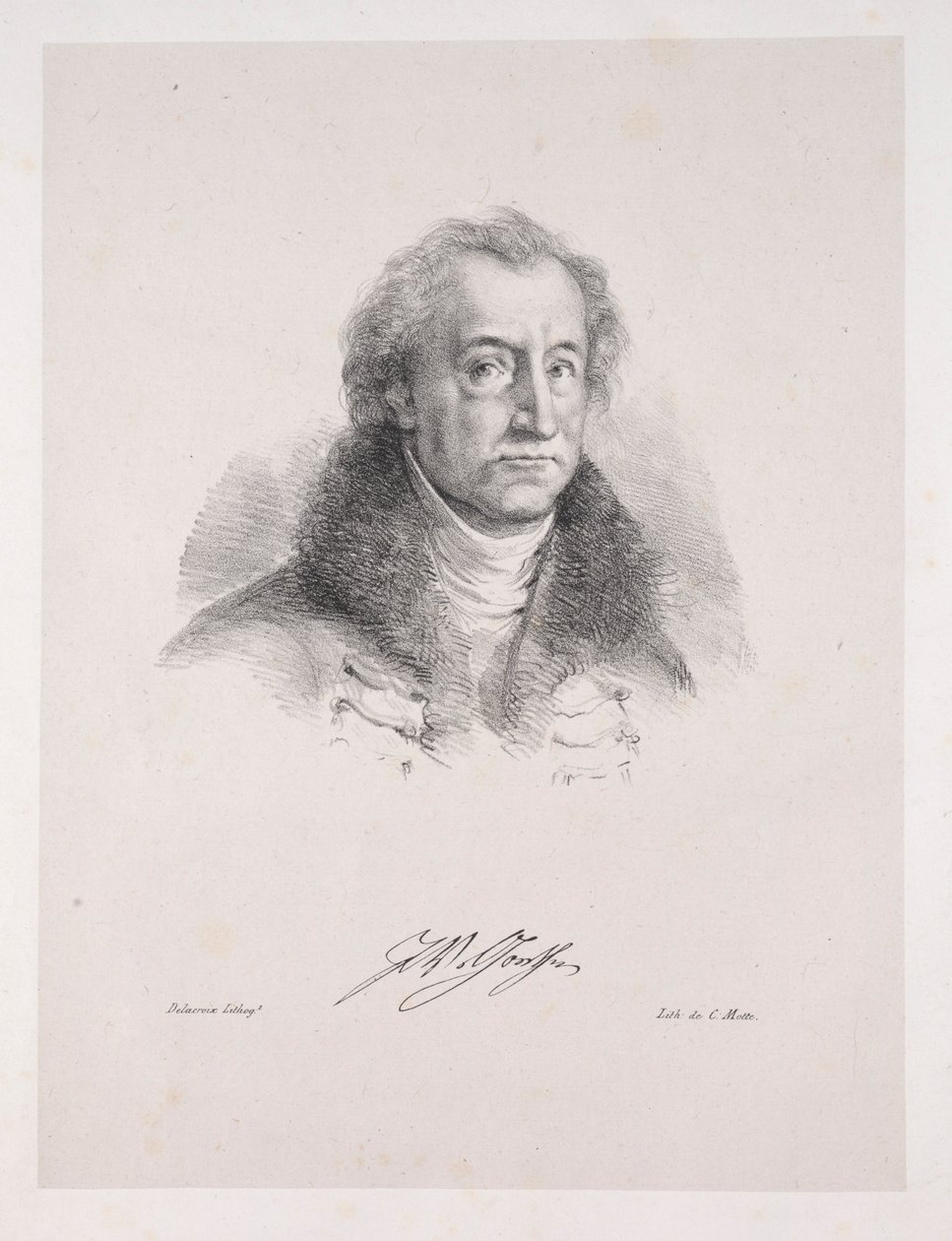 Ilustrace pro Faust: Frontispis - Portrét Johanna Wolfganga von Goethe, 1828. od Ferdinand Victor Eugene Delacroix