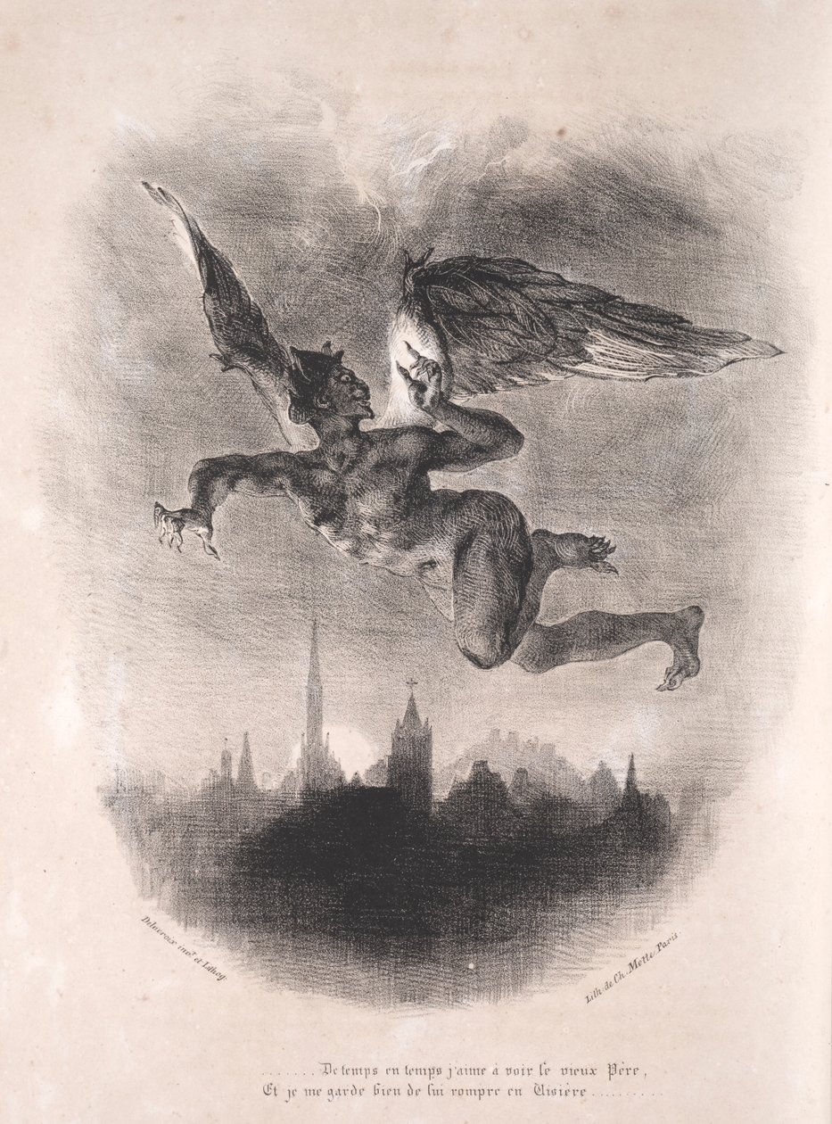 Ilustrace pro Faust: Méphistophélés ve vzduchu, 1828. od Ferdinand Victor Eugene Delacroix