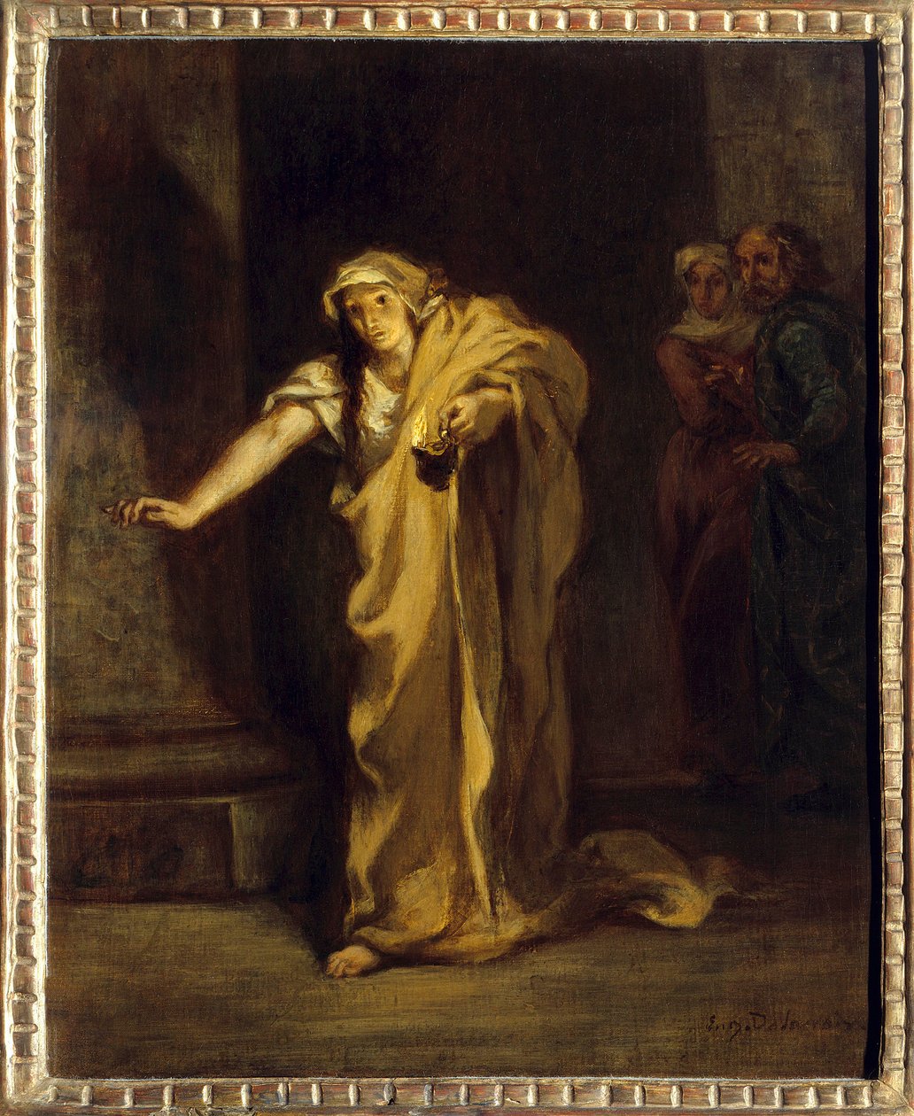 Lady Macbeth náměsíčná Ilustrace stejnojmenného díla Williama Shakespeara (1564-1616). Obraz Eugene Delacroix (1798-1863) 1850 Ne. 0,40 x 0,32 m Fredericton. Beaverbrook Art Gallery od Ferdinand Victor Eugene Delacroix