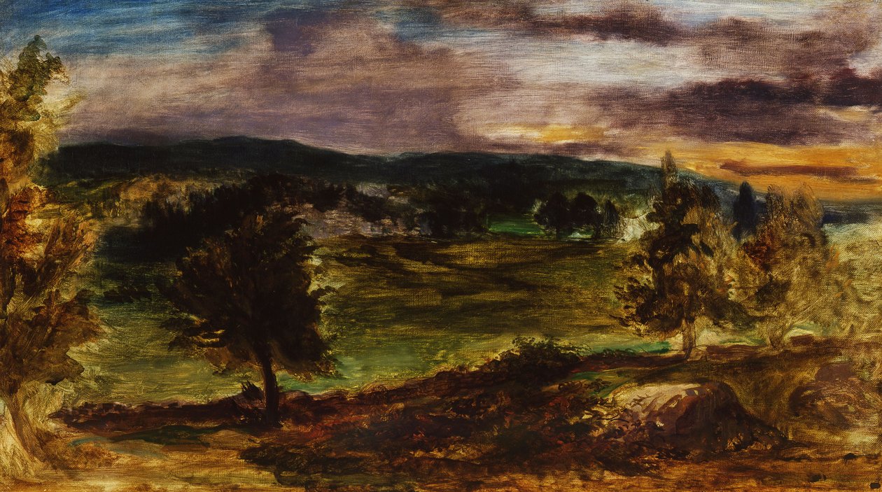 Krajina v Champrosay , asi 1849 (olej na plátně) od Ferdinand Victor Eugene Delacroix