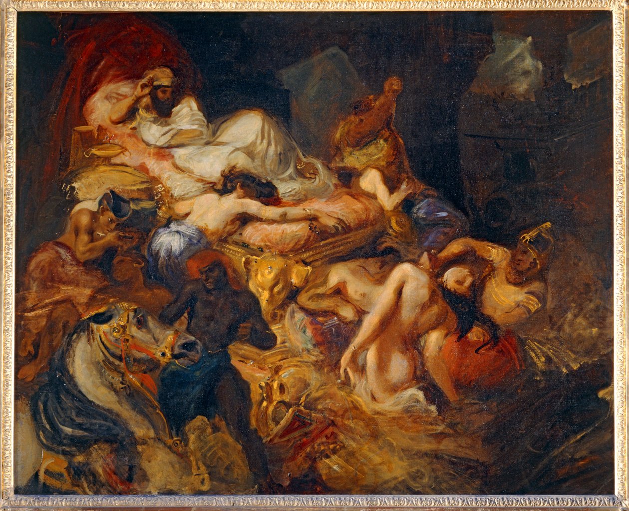 Mort de Sardanapale - Sardanapalova smrt. 1826-1827. Náčrtek pro 40-11-02/62 ... od Ferdinand Victor Eugene Delacroix