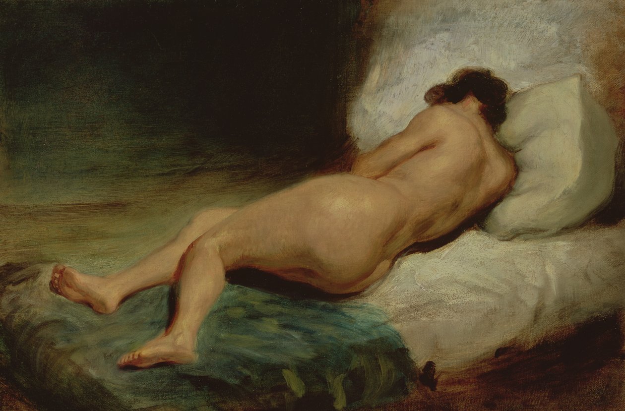Nahá žena ležící na posteli od Ferdinand Victor Eugene Delacroix