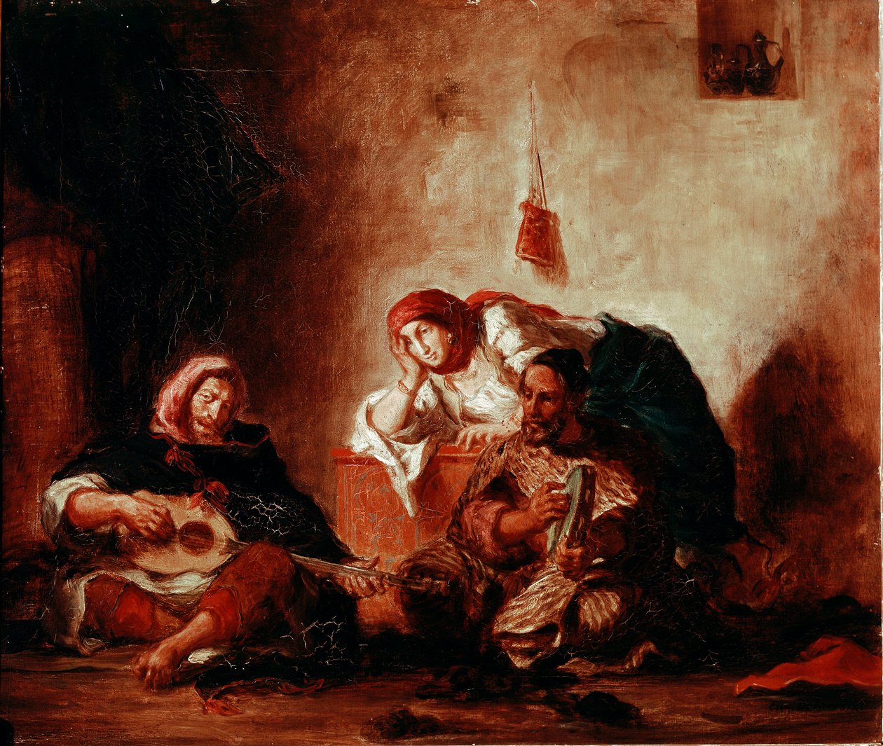 Orientalismus: „“Židovští hudebníci z Mogadoru, Maroko”” Obraz Eugene Delacroix (1798-1863) 19. století Sun. 046x0,55 m Paříž, Musee du Louvre od Ferdinand Victor Eugene Delacroix