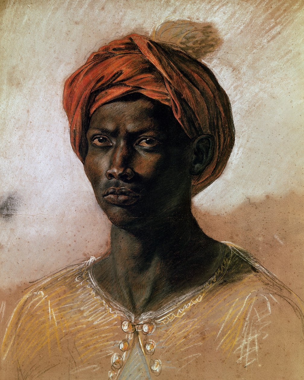Portrét Turka v turbanu, kolem roku 1826 (pastel na papíře) od Ferdinand Victor Eugene Delacroix