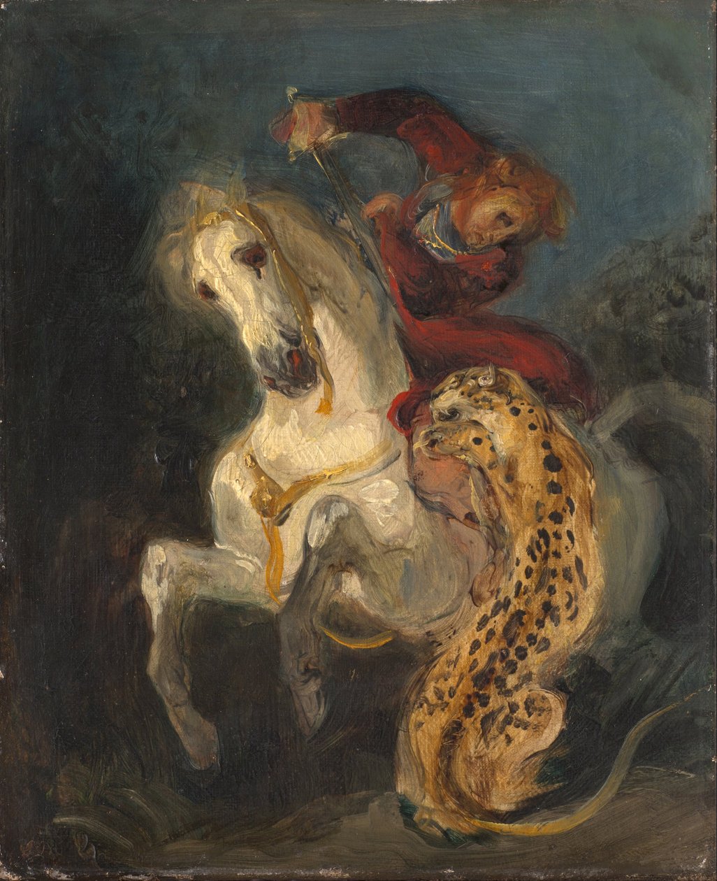 Jezdec napaden Jaguarem od Ferdinand Victor Eugene Delacroix