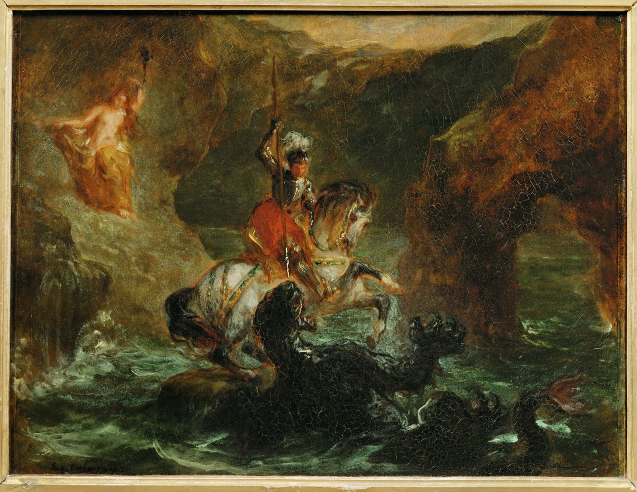 Saint Georges combattant le dragon, dit aussi Persee delivrant Andromede - Svatý Jiří bojuje s drakem ... od Ferdinand Victor Eugene Delacroix