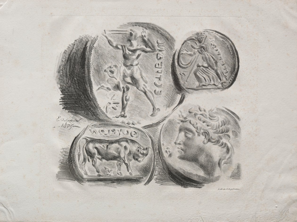 List čtyř starožitných medailí, 1825. od Ferdinand Victor Eugene Delacroix
