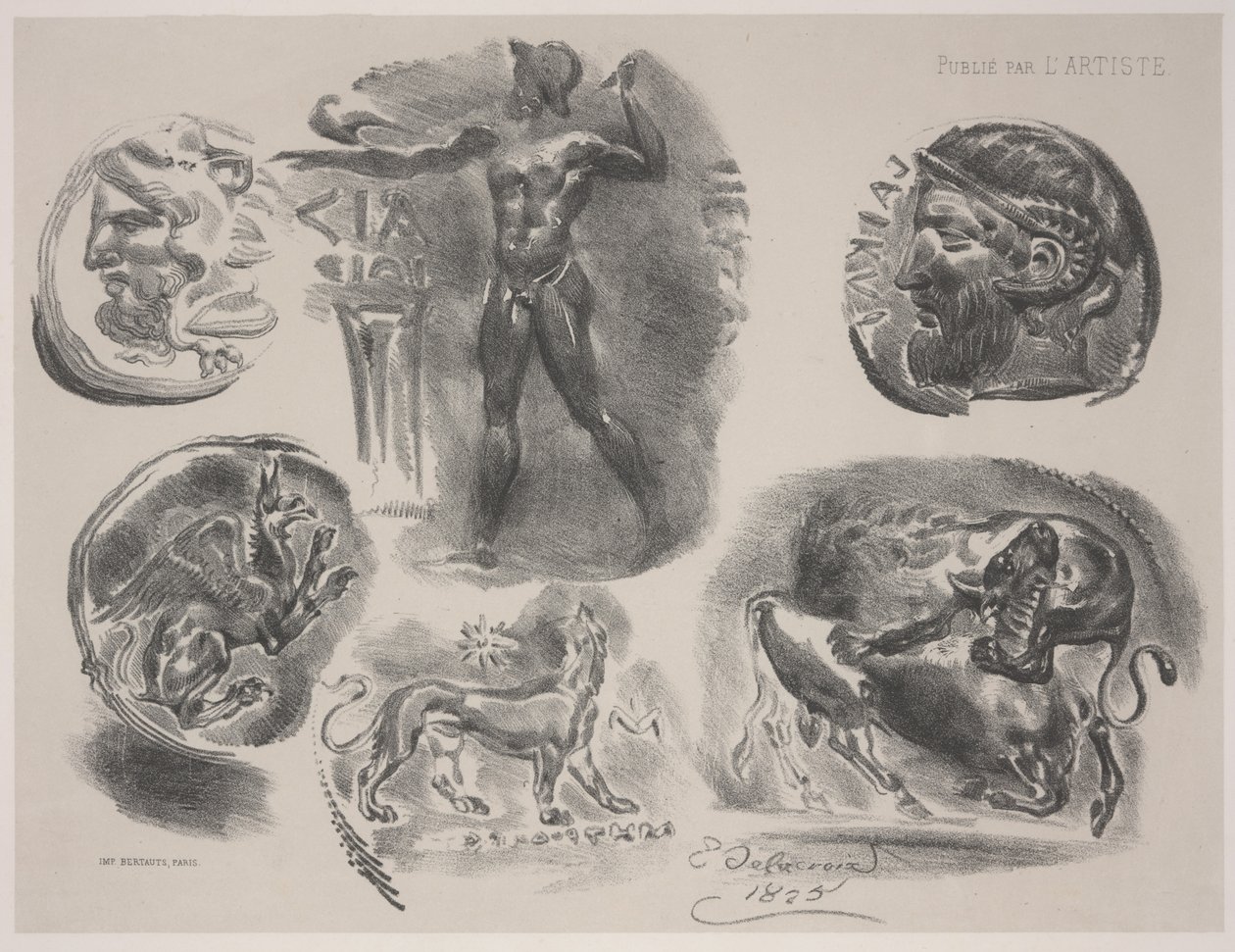 List šesti starověkých medailí od Ferdinand Victor Eugene Delacroix