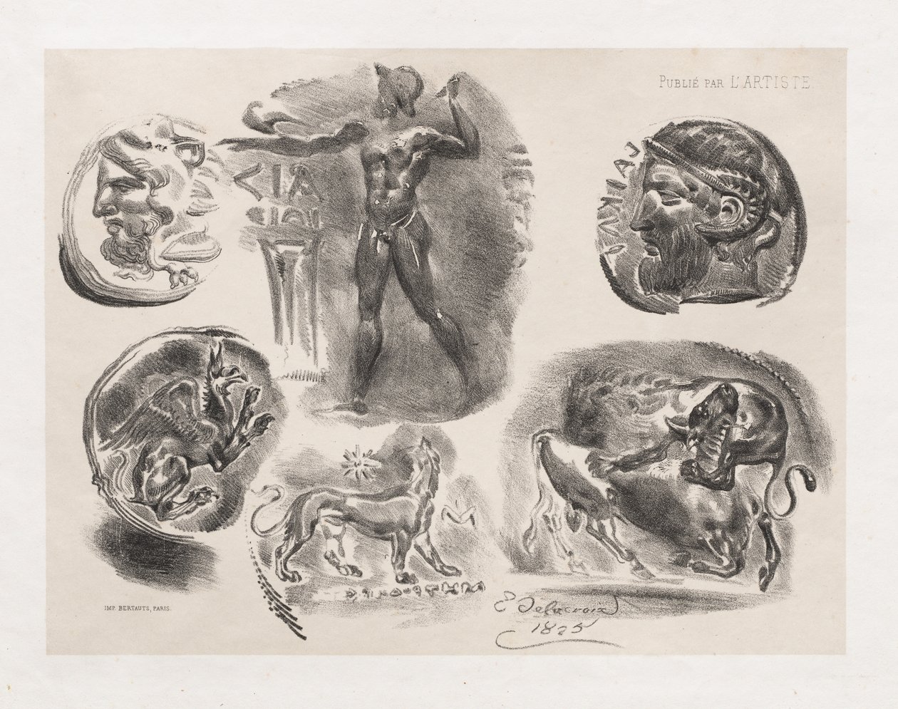 List šesti starožitných mincí, 1825. od Ferdinand Victor Eugene Delacroix