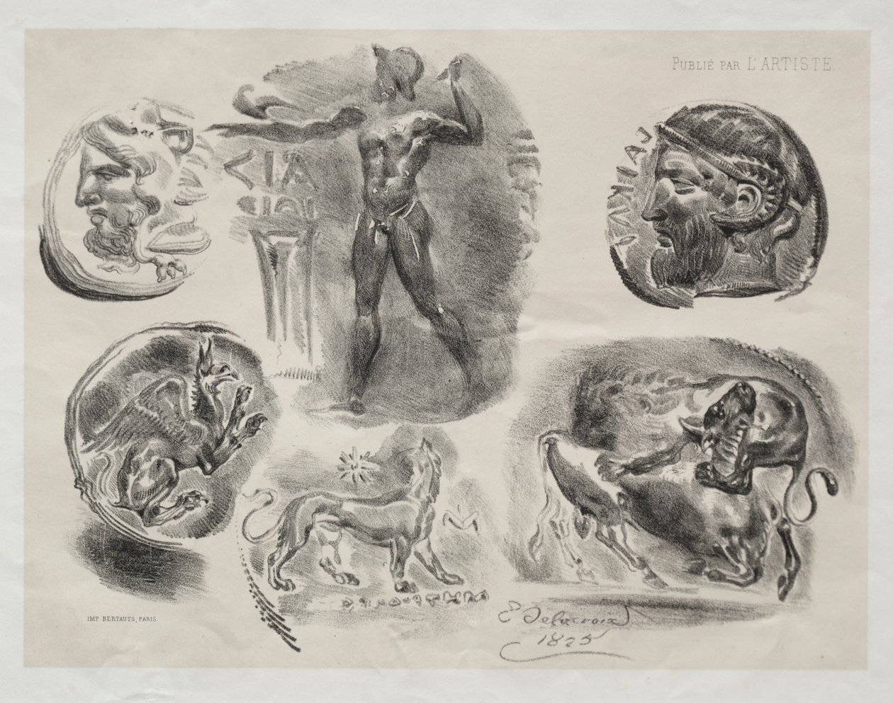 List se šesti starožitnými medailemi, 1825. od Ferdinand Victor Eugene Delacroix