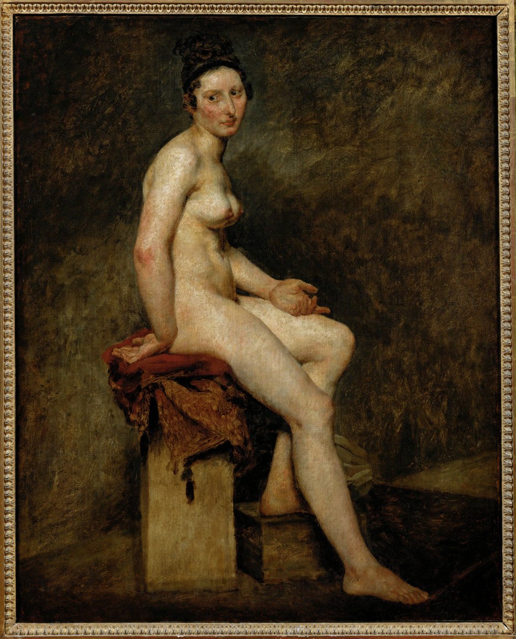 Sedící nahá, zvaná také Mlle ... od Ferdinand Victor Eugene Delacroix