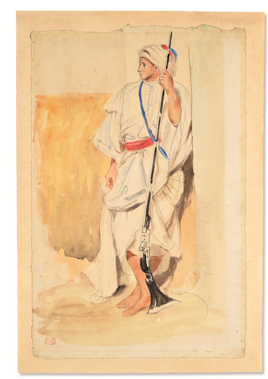 Stojící Arab (tužka akvarel a kvaš na papíře) od Ferdinand Victor Eugene Delacroix
