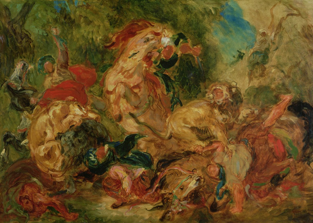Studie k lovu lva, 1854 od Ferdinand Victor Eugene Delacroix