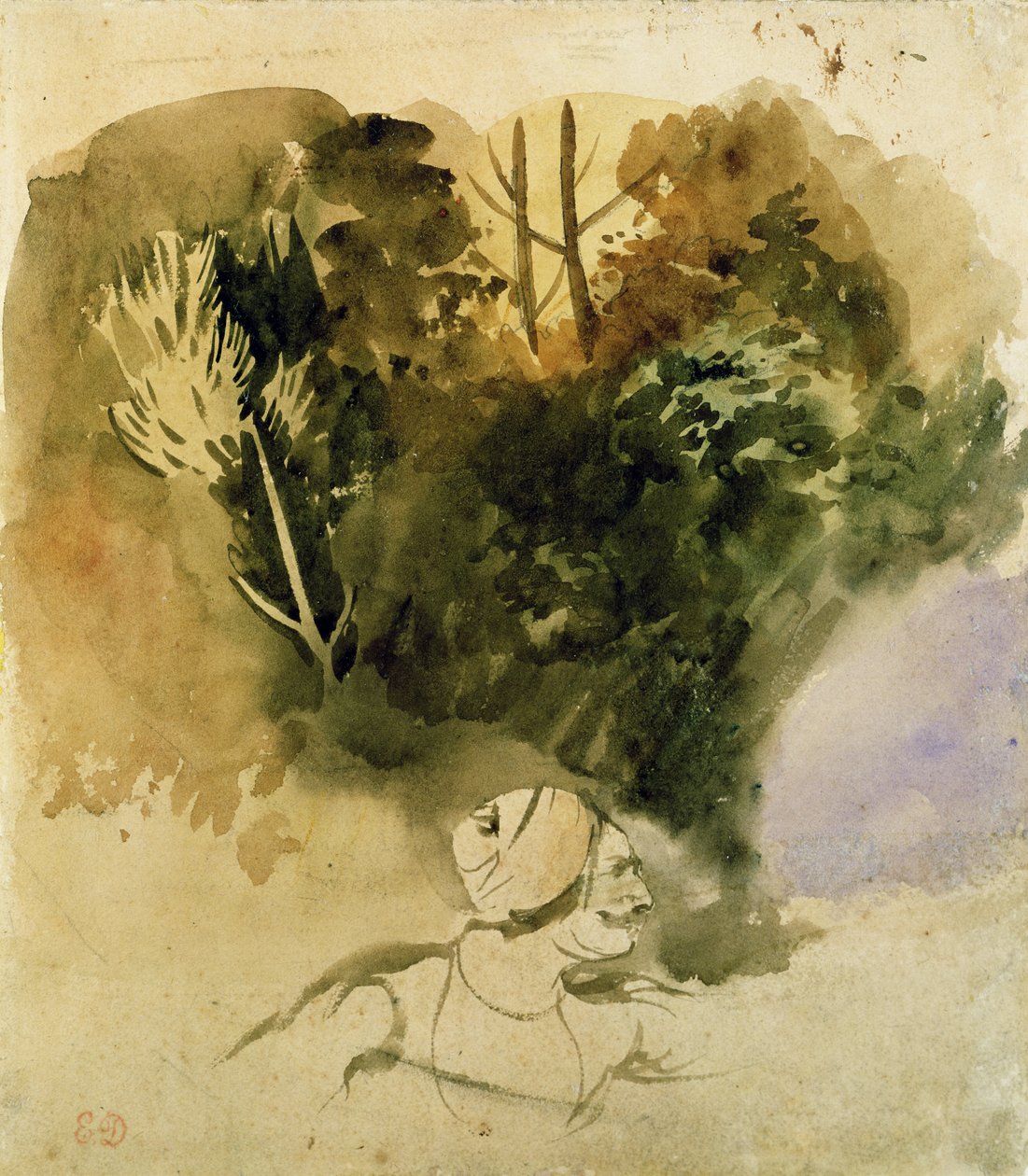 Studie Gurkhy z indické armády, 1830 od Ferdinand Victor Eugene Delacroix