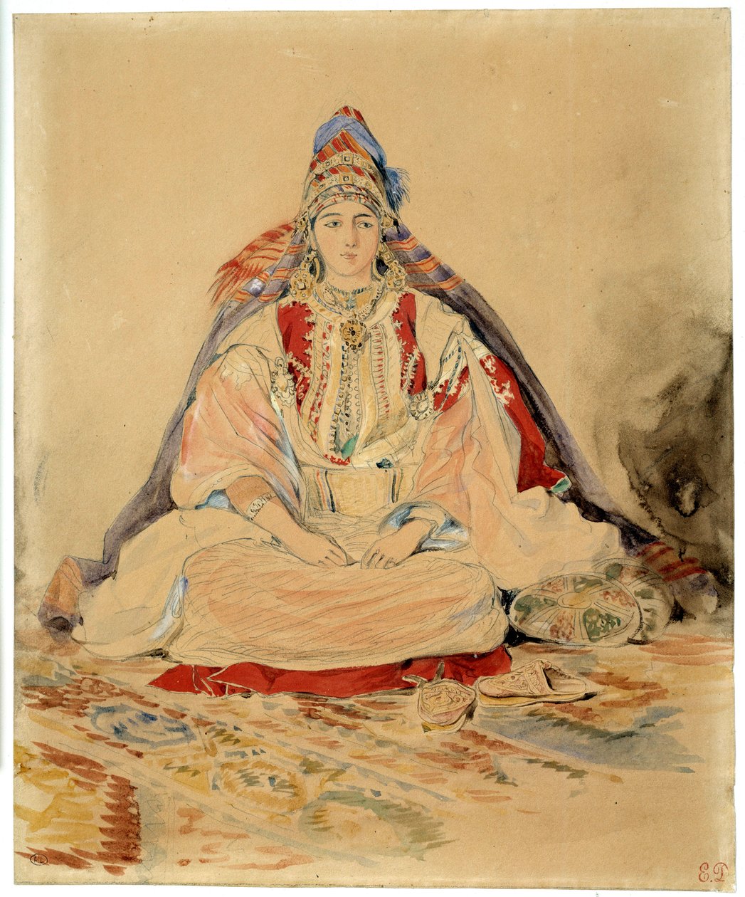 Židovské manželství Tangeru. Kresba akvarelem Eugene Delacroix (1798-1863) od Ferdinand Victor Eugene Delacroix