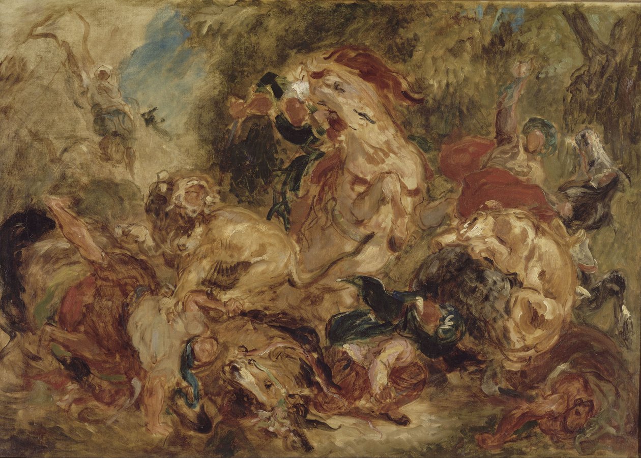 Lov lva, asi 1854 od Ferdinand Victor Eugene Delacroix
