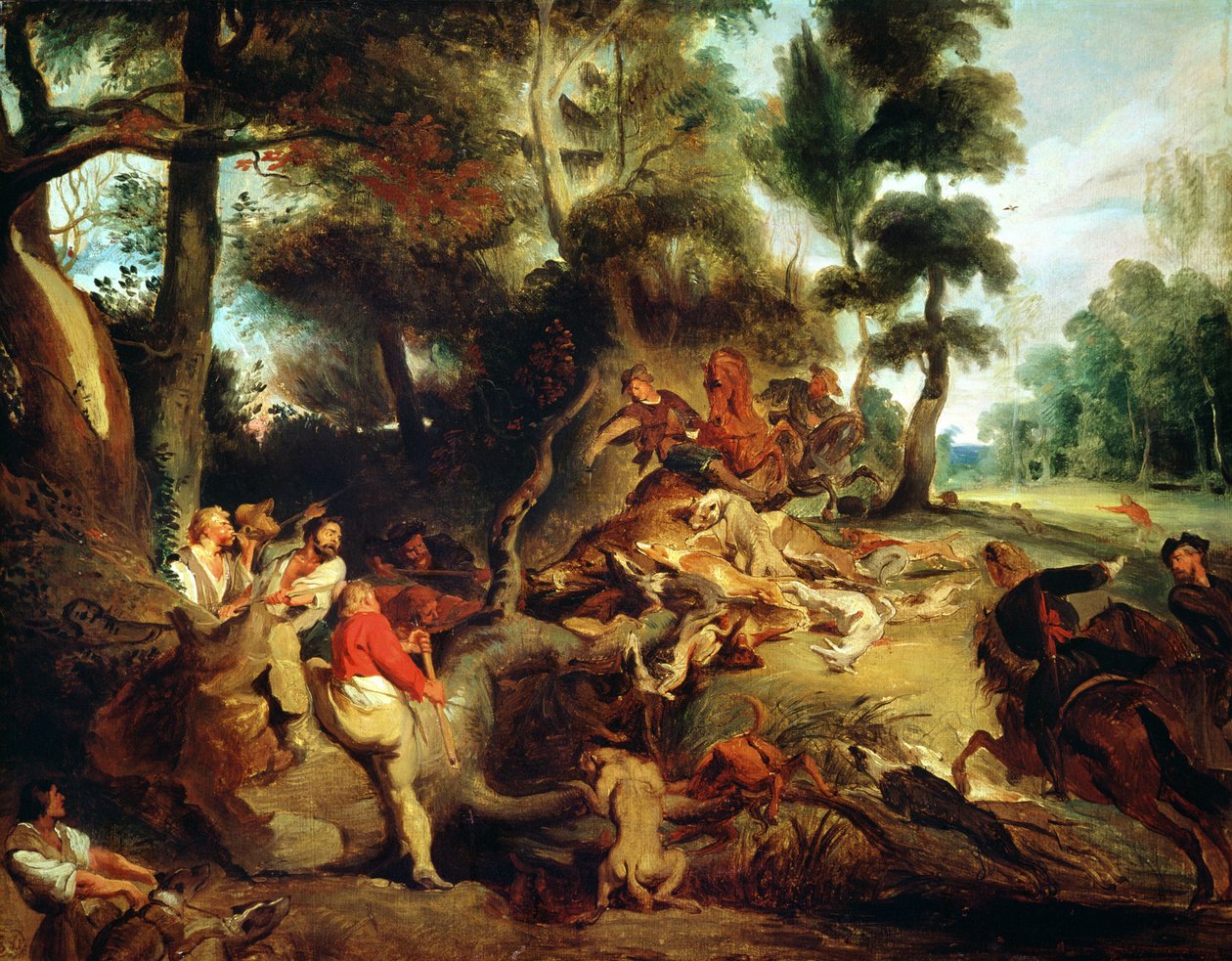 Hon na divočáka, podle Rubense, c.1840-50 od Ferdinand Victor Eugene Delacroix