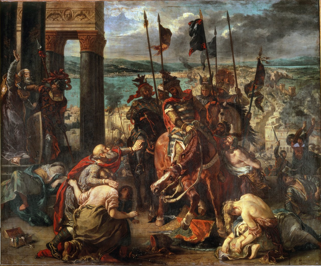 Dobytí Konstantinopole křižáky 12.4.1204 - olej na plátně od Ferdinand Victor Eugene Delacroix