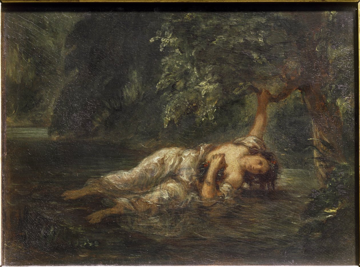 Smrt Ofélie - olej na plátně od Ferdinand Victor Eugene Delacroix
