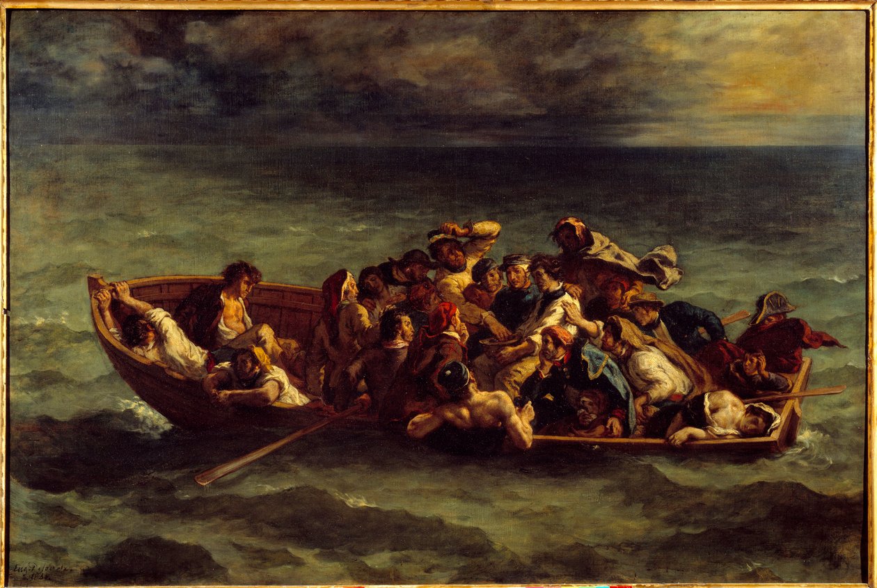 Potopení „Dona Juana“. Ilustrace knihy George Gordona Byrona s názvem Lord Byron (1788-1824) „Don Juan“, píseň II. Obraz Eugene Delacroix (1798-1863) od Ferdinand Victor Eugene Delacroix